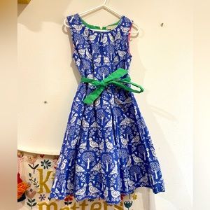 Mini Boden linen blue bird dress